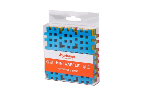 Set de 4 Placi pentru Construit, Mini Waffle, Material tip Cauciuc, 9.5 x 9.5 CM, Multicolor