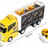 Set Camion de Tractare KinderVibe, cu 6 Vehicule de Constructie, Sunete si Lumini, Usi care se Deschid si Rampa, 41 cm Lungime, Galben