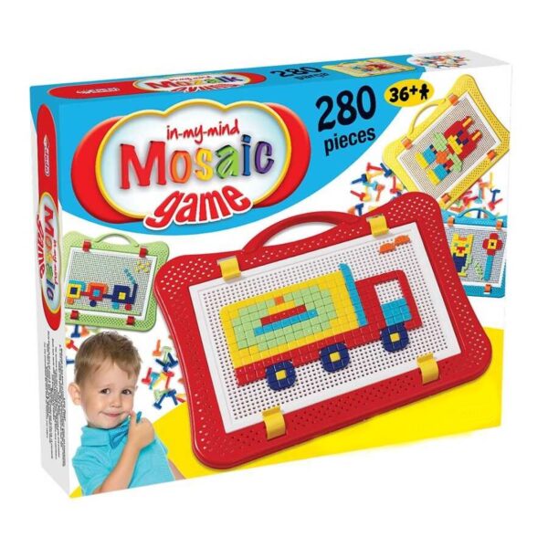 Joc Educativ pentru Copii, Tip Mozaic, Include 280 de Piese, Forma Tablita cu Maner, Stimuleaza Imaginatia, 3ani+, Multicolor