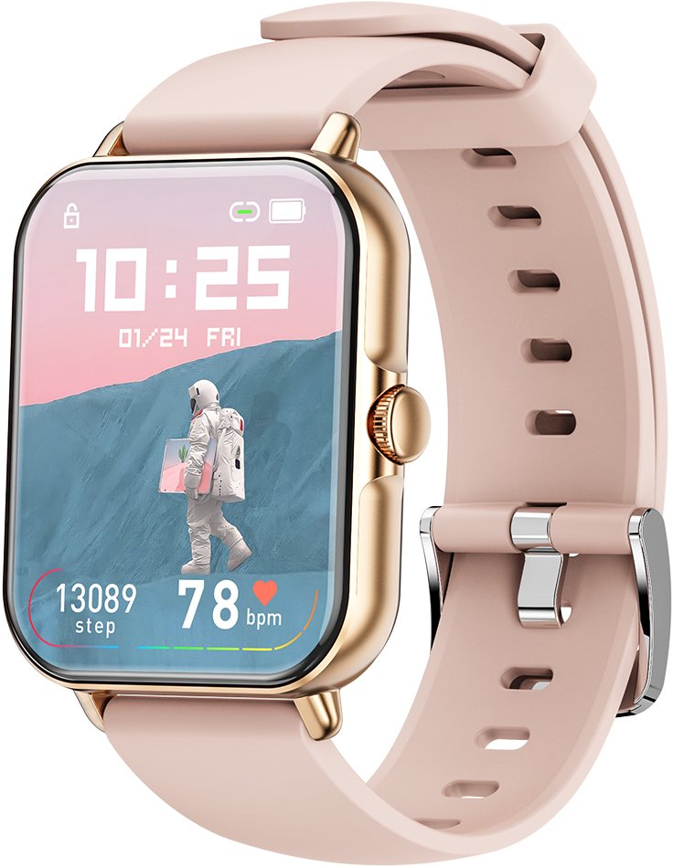 Ceas Smartwatch DT™ WATCH XII Always ON Display 1.9″ Borderless 4D Assistive Touch, Apelare Bluetooth HD, AI Asistent Vocal, GPS Track, NFC Acces Control, MultiSport, Monitor ECG/HR/SpO2, Incarcare Wireless, Soft Silicon, Gold Rose