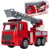 Masina de Pompieri Interactiva, cu Scara Rotativa si Extensibila pana la 48 cm, cu Lumini  Intermitente si Sunete Realiste, Roti Mobile cu Actionare Manuala, Indiggo, 3ani+, Rosu/Gri