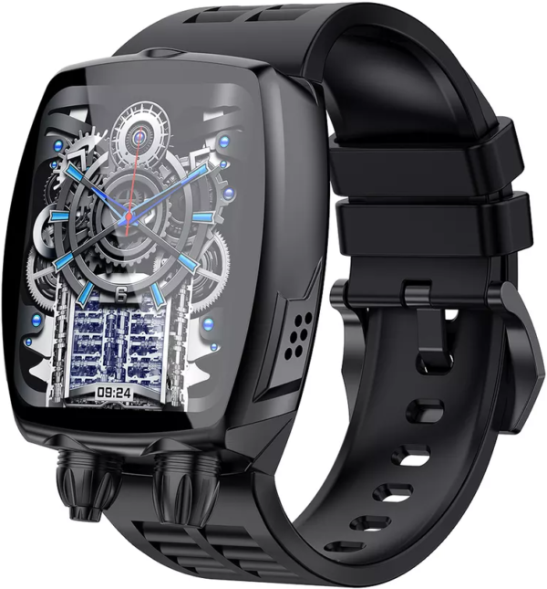 Ceas Smartwatch AMOLED GTR™ X eSport Edition, Apel Bluetooth HD One Touch, 1.8” Sapphire Ultra-Clear, Multi Sport, 24/7 Ritm Cardiac, Somn, SpO2, Control Muzica/Photo, Notificari, Lamp Mode, Curea Silicon Moon Black