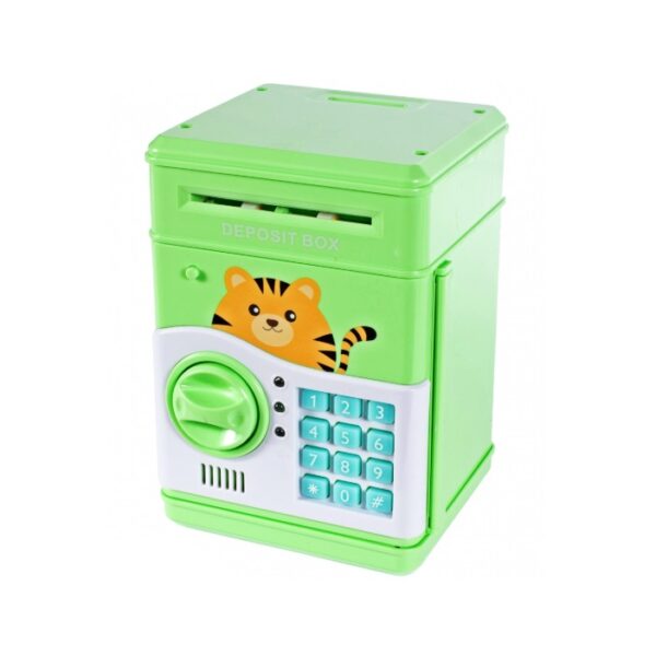 Jucarie interactiva Malplay, Seif pentru economii Baieti, verde cu pisicuta