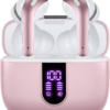 Casti True Wireless ViBE™ MOOD-X08 Active Noise Cancelling, Bluetooth 5.1, Multi Touch Control, Asistent Vocal, Crystal Sound, Cutie cu Afisaj Dual LED, Auto Reconnect, Autonomie 60h, Incarcare Rapida, Design Compact, Digital Pink Rose