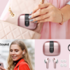 Casti True Wireless ViBE™ MOOD-X08 Active Noise Cancelling, Bluetooth 5.1, Multi Touch Control, Asistent Vocal, Crystal Sound, Cutie cu Afisaj Dual LED, Auto Reconnect, Autonomie 60h, Incarcare Rapida, Design Compact, Digital Pink Rose