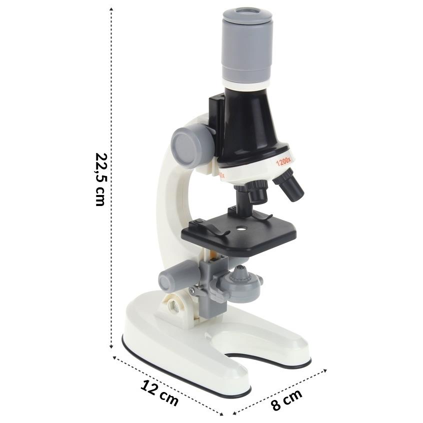 Microscop Stiintific pentru Copii, Include 3 Lentile de Marire, cu Cap Rotativ, Functie de Focalizare, Inaltime Reglabila, Accesorii Incluse, Indiggo, Dimensiuni 22.5x8x12 cm, 8ani, Alb