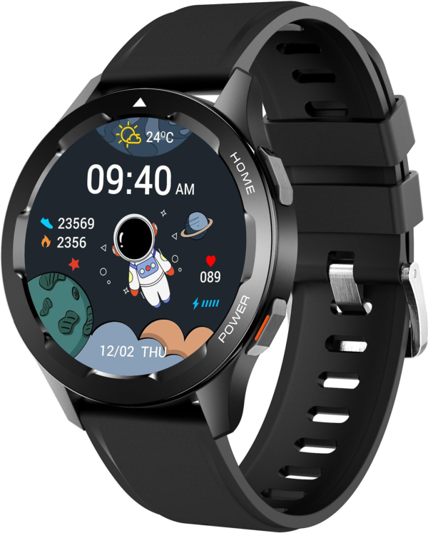 Ceas Smartwatch FW5™FIT Apel Bluetooth HD, 1.32” Infinity Touch, AI Asistent Vocal, NFC Acces Control, Termometru, Muzica BT, 24/7 Fitness Tracker, Ritm Cardiac, SpO2, Somn, Calorii, DIY Dial, Curea Silicon, Maxi Black