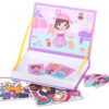 Joc Educativ, Magnetic Book, Girl's Costume, Include 51 de Piese de Puzzle, 6 Cartonase Duble cu Imagini, Cutie Pentru Depozitare, Indiggo, 3ani, Roz