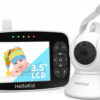 Baby Monitor WiFi HelloKid™ SE II 3.5” UltraHD Vedere Nocturna, 2X Zoom Digital, Pan-Tilt 355°/120°, Mod ECO, Comunicare Bidirectionala, Senzor Temperatura, Alarma, Cantece, Conexiune Sigura, Raza Lunga, Alb/Negru