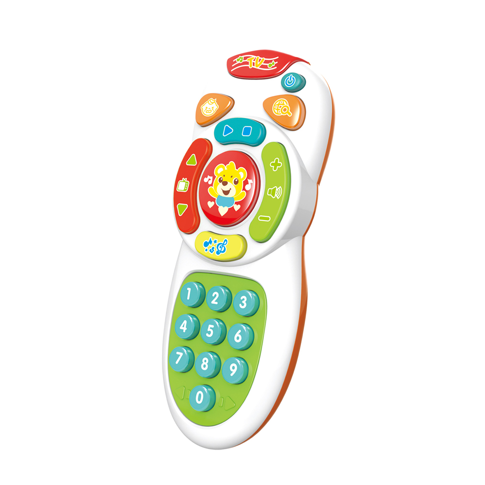 Telecomanda de Jucarie, Baby Remote, cu Sunete, Muzica si Lumini, Volum Ajustabil, Limba Engleza, Dimensiuni 16×6.5×3 cm, Alb/Verde