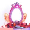 Masuta de Machiaj pentru Fetite, Make-up Desk KinderVibe™, cu Scaunel, Include 37 de Piese, Oglinda Mare, Uscator, Accesorii Superbe, Melodii si Lumini, Inaltime 74cm, Pink Princess