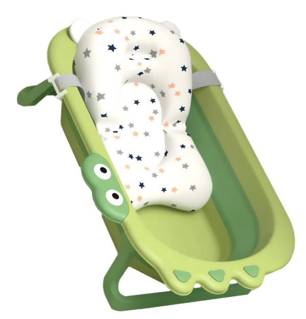 Cadita bebelusi pliabila cu pernuta SmartViBE® , 0-36 luni, dop scurgere, cu perna din material hipoalergenic, lavabil cu uscare rapida, prindere in 3 puncte, picioruse antiderapante, design Ergonomic, Verde